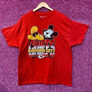 Junk Food x NFL Disney Mickey Mouse Kick Back Kansas City Chiefs Shirt Large